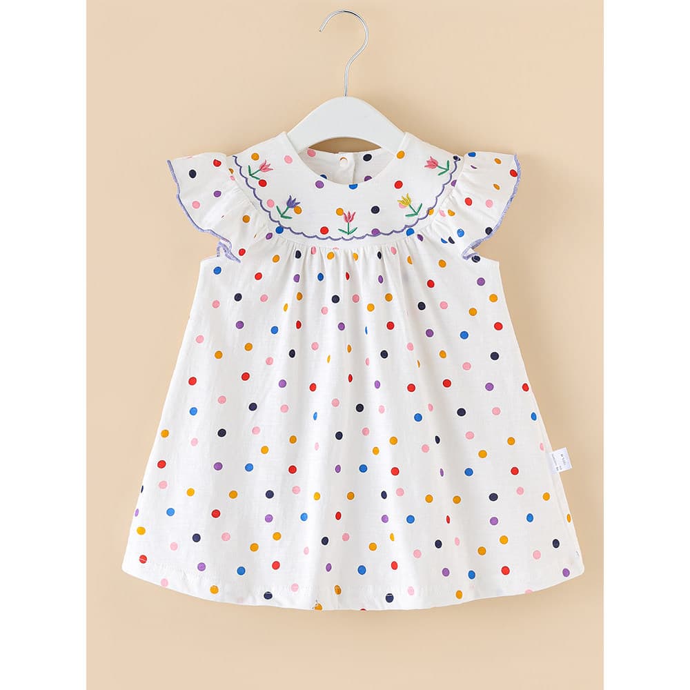 Vestido infantil de manga voadora, estilo verão, menina, bebê, verão, algodão puro, vestido de princesa, sem mangas