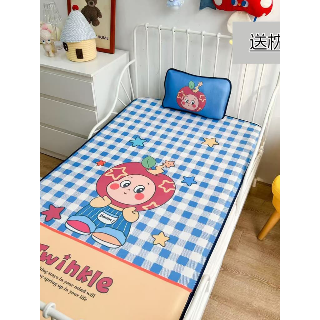 [Núcleo de travesseiro de concha de trigo sarraceno grátis] Tapete de seda gelada de desenho animado para bebê infantil
