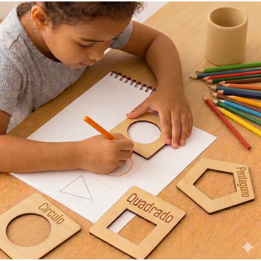 Kit 10 Formas Geométricas em MDF – Educação Infantil Dia das Crianças Aprendizado Educativo