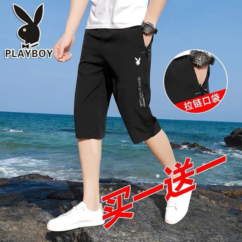 Playboy verão Ultra-fino solto respirável tamanho grande calças de 7 pontos correndo Shorts casuais calças esportivas de