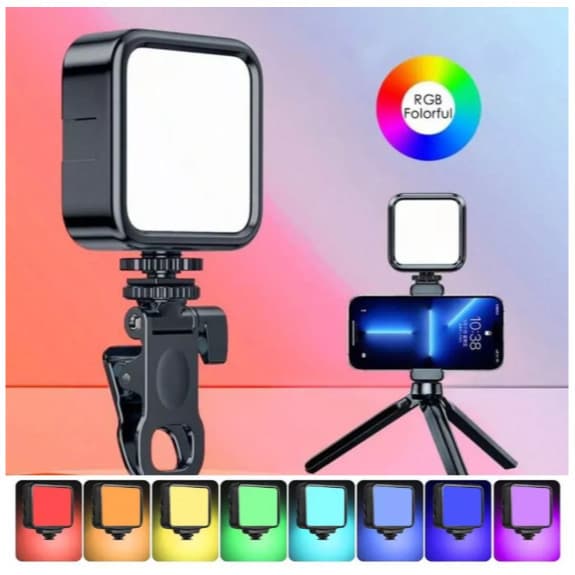 Mini Luz de Preenchimento LED RGB para Foto e Vídeo Compatível com Celular e Câmera
