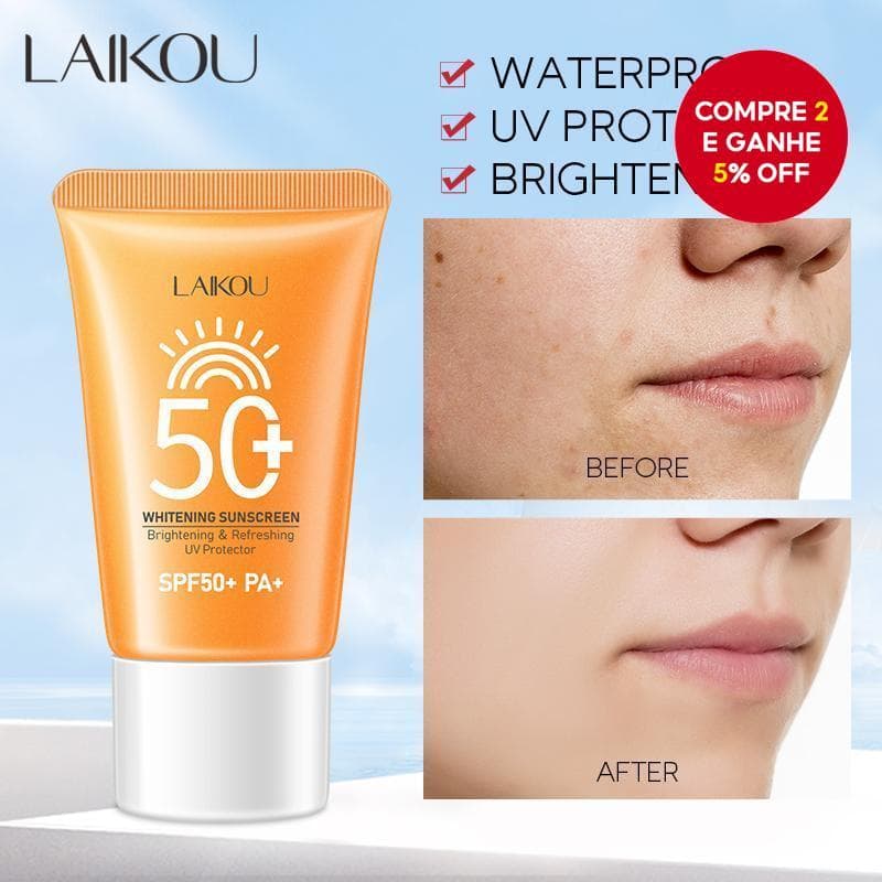 Creme Protetor Solar Clareador LAIKOU, Protetor UV, Bloqueador Solar Facial Iluminador, Creme Refrescante para o Dia 30g