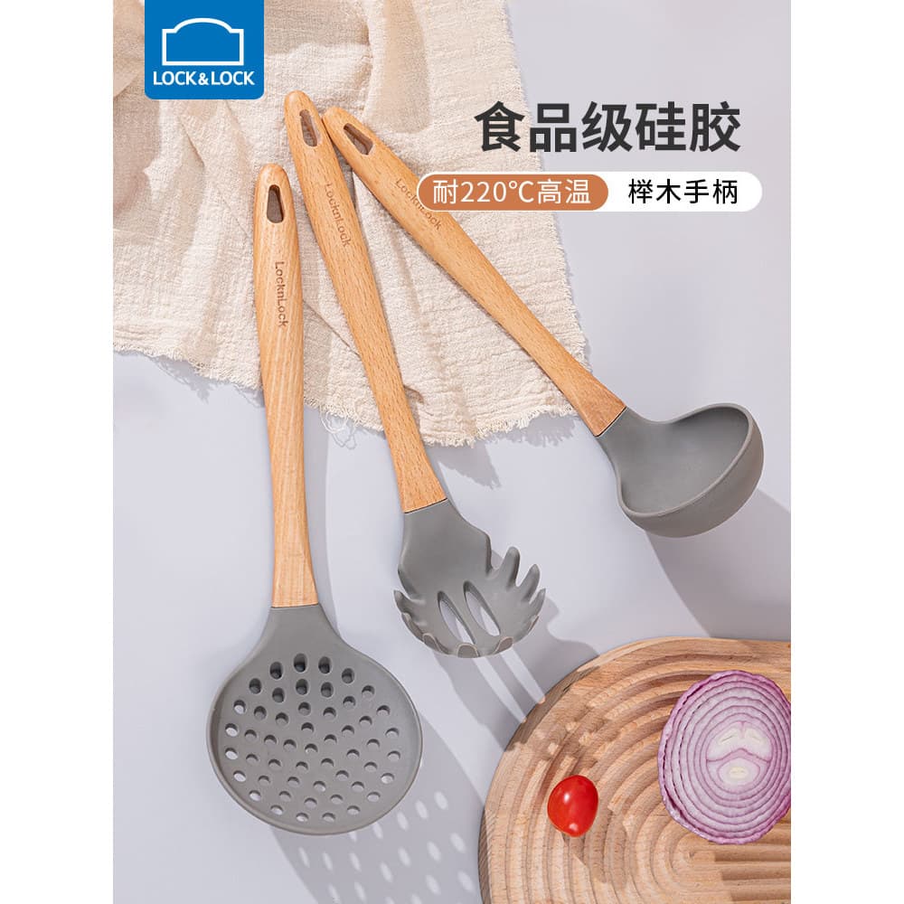 Colher de sopa de Silicone com trava e trava, conjunto de utensílios de cozinha antiaderente, produto comestível dedicad