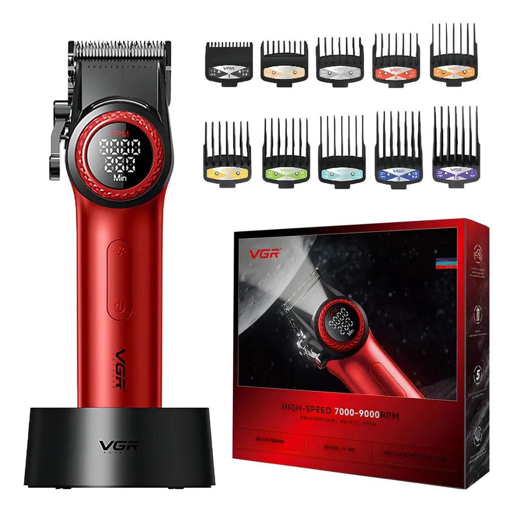 VGR 001 Aparadores Cabelo Profissionais Barbeiros Sem Fio Aparadores Cabelo Lâmina Aço Carbono Para Barbeiros, 9000 RPM