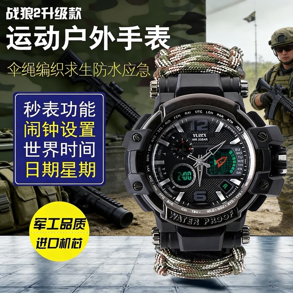 Lobo guerreiro 2 mecânico pulseira de sobrevivência ao ar livre sobrevivência Multi-função faca fivela guarda-chuva cord