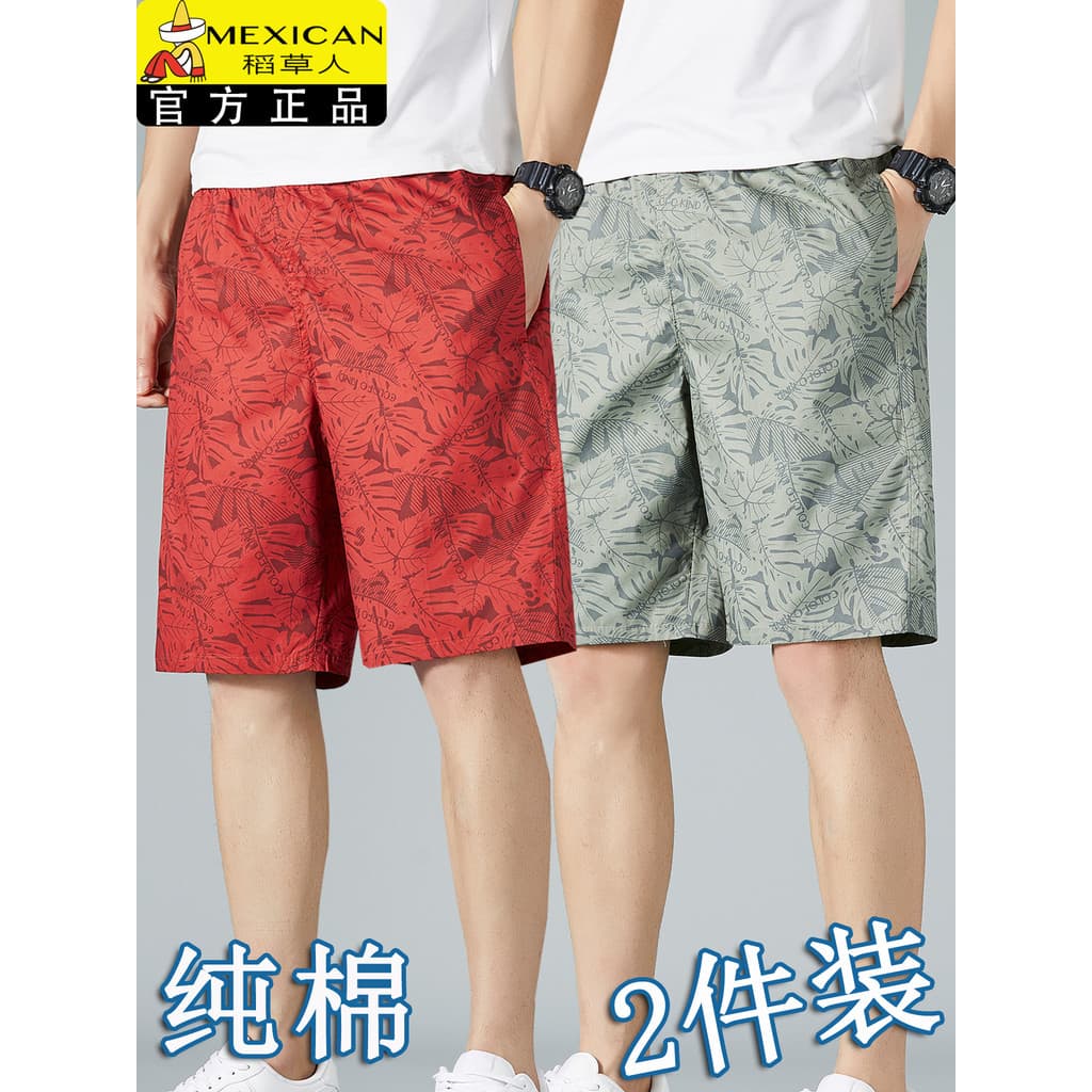 Espantalho puro algodão Shorts masculino verão novo estilo esportes calças casuais solto respirável estilo fino Street W