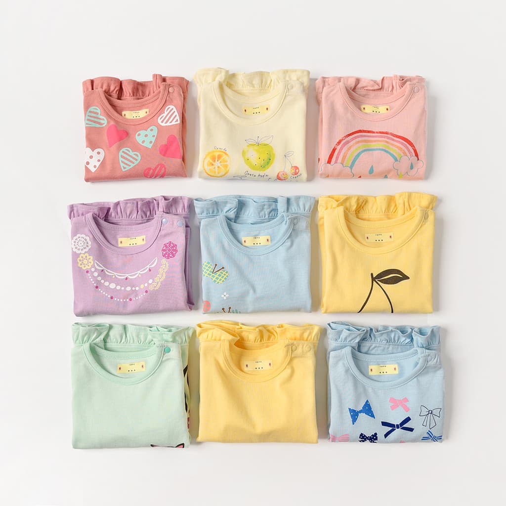 Qing Camiseta infantil de algodão puro de manga comprida para meninas Fungus Edge A-Line solta Top primavera