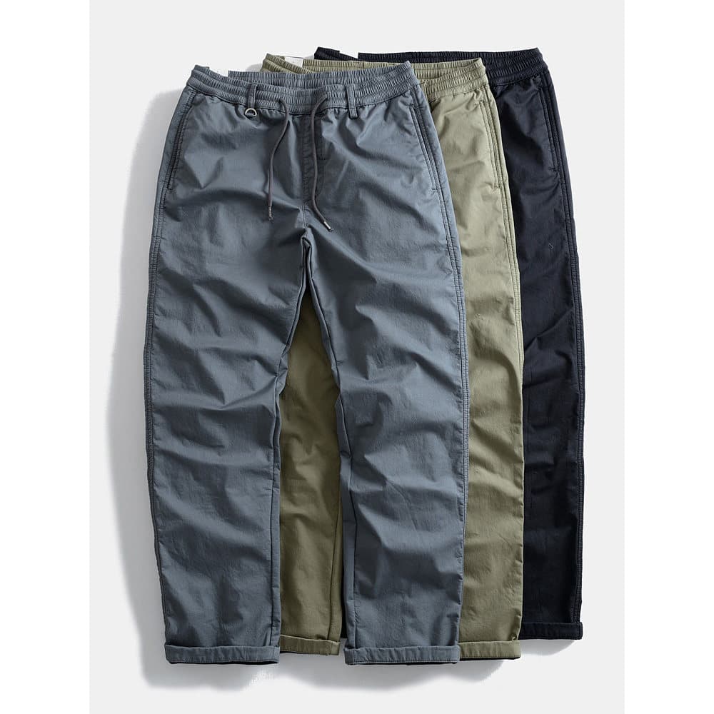 Forro de lã estilo japonês cintura elástica Micro-elástico Retro outono inverno ao ar livre macacão masculino solto calç