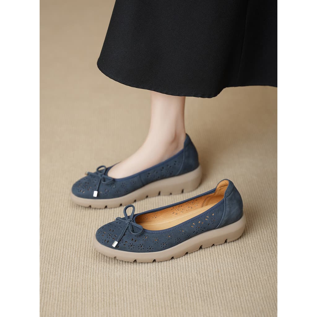 Francês Retro esculpido oco deslizamento em sandálias de malha sapatos femininos respirável único sapatos mocassins casu