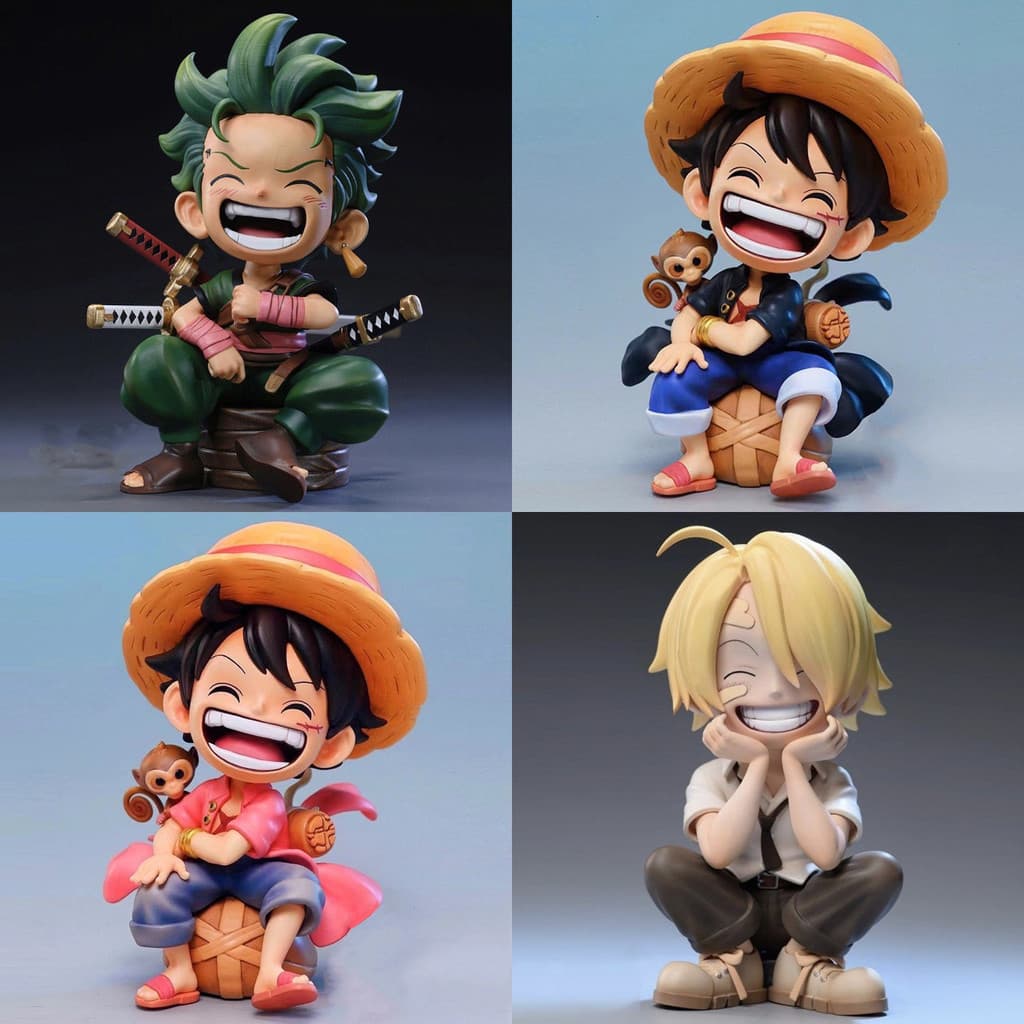 Figura de PVC feita à mão de 13cm da versão Q de One Piece: Luffy, Usopp, Nami, Robin, Chopper, Sanji, Brook, Ace.