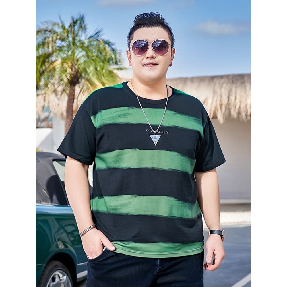 2025 novo estilo verão masculino listrado em torno do pescoço de manga curta camiseta americana juventude moda Casual Al