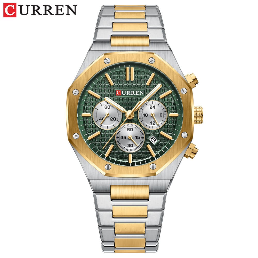 CURREN/Karien 8440 Relógio masculino redondo de seis ponteiros de quartzo com calendário multifuncional à prova d'água