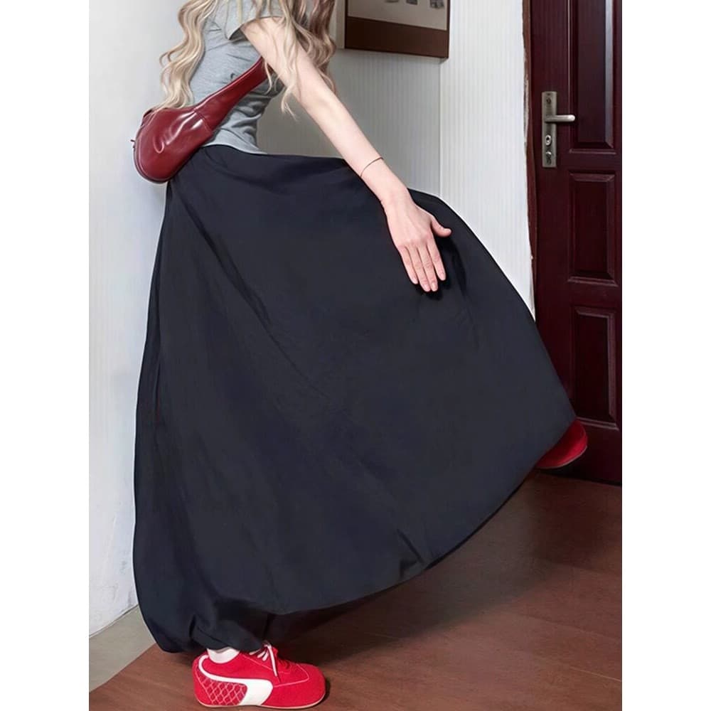 Estilo japonês saia preta feminina verão estilo fino Plus Size irmã gorda mm mais magro olhar cintura alta comprimento m