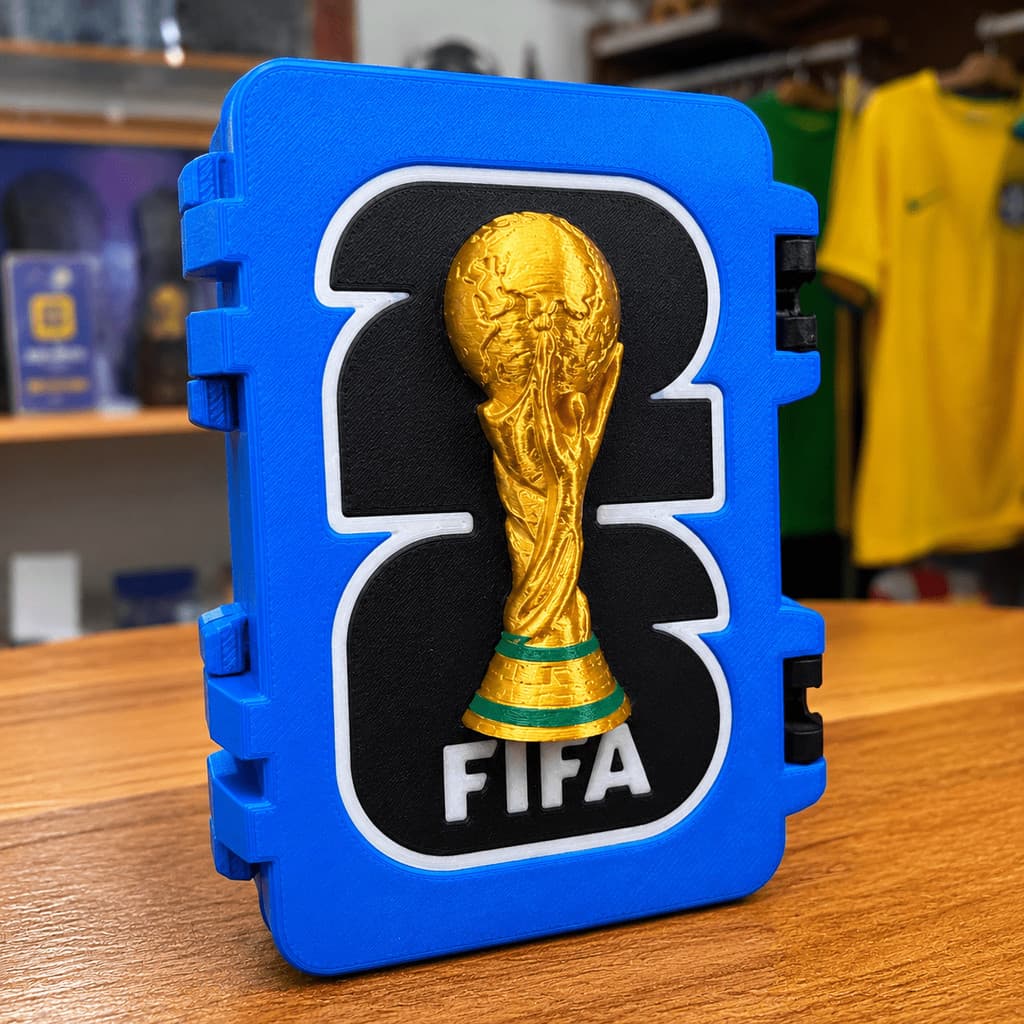 Porta figurinha da copa 2026 com 2 Slots de Figurinhas capacidade de 500 figurinhas Futebol