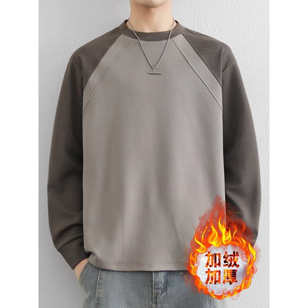 Dupla face alemão veludo manga comprida camiseta masculina outono inverno engrossado quente interior Retro contraste cos