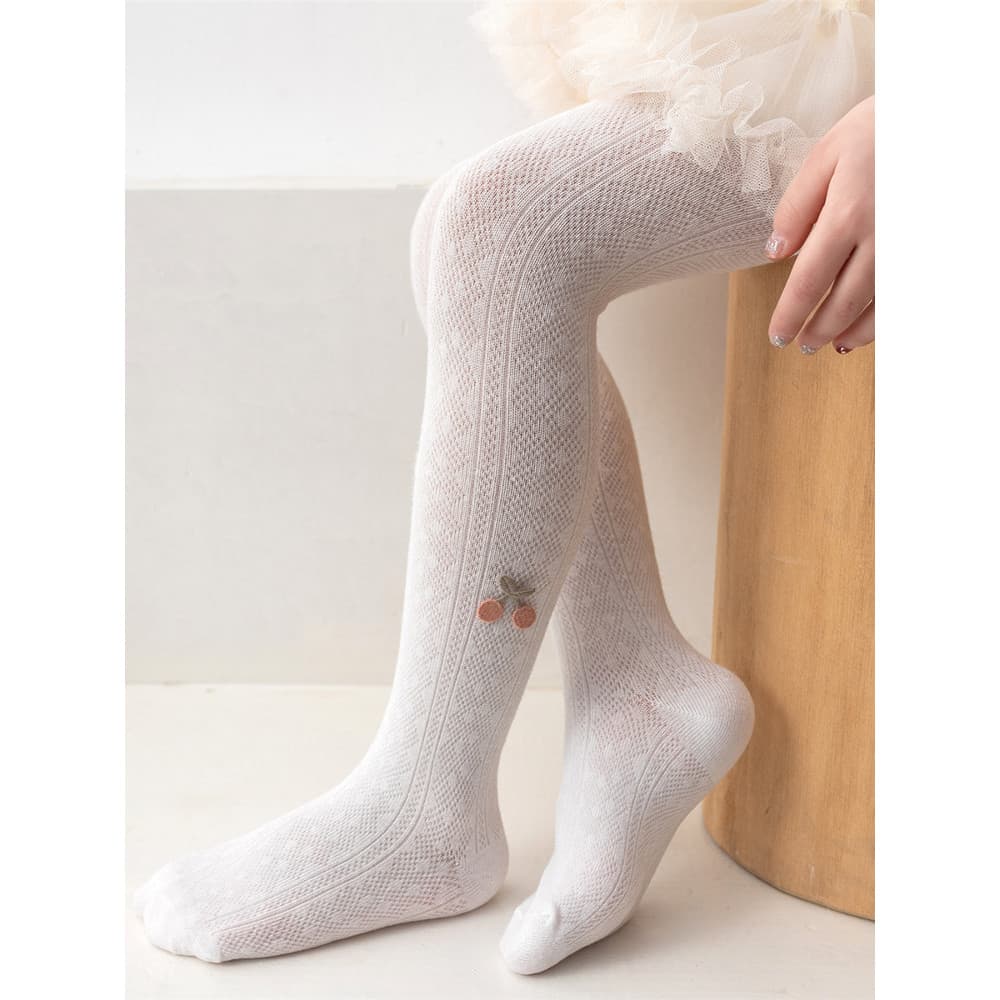 Meninas meias crianças primavera verão malha fina branca estilo ocidental princesa cereja Leggings bebê Mosquito repelen