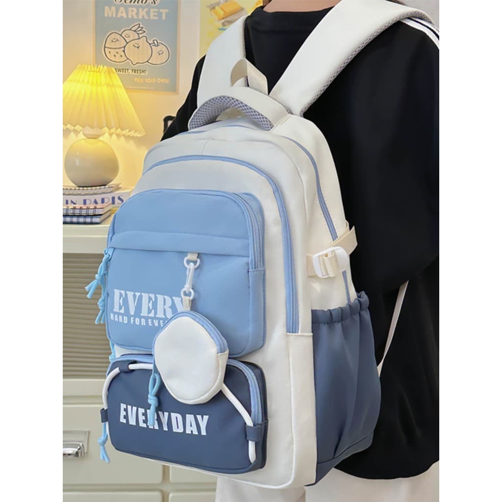 2026 novo estilo feminino estudante grande capacidade leve redução de carga mochila lazer viagem contraste cor Juni