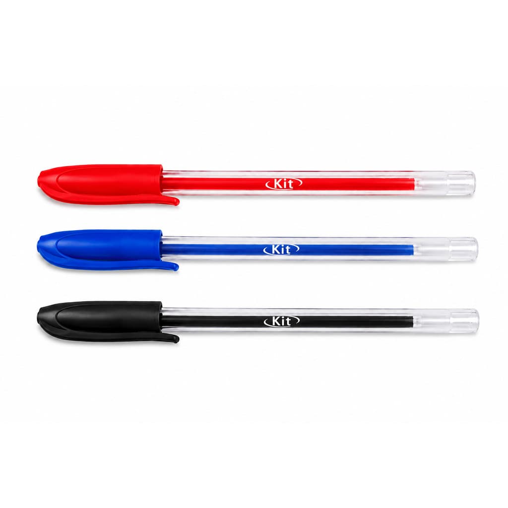 Kit com 3 Canetas Clear Ponta Fina – Escrita Precisa e Design Transparente