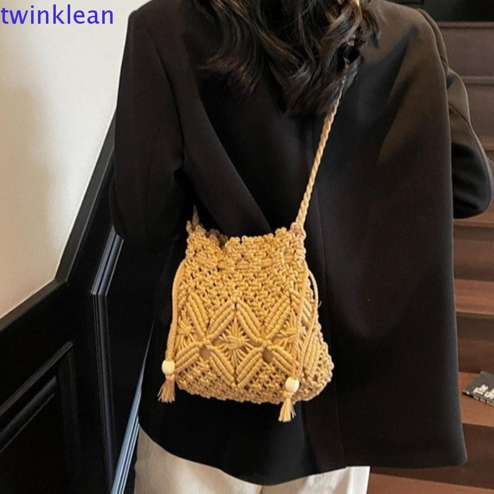 Bolsa De Praia Tecida TWINKLEAN , Pequena De Palha Natural Estilo Fresco , Leve