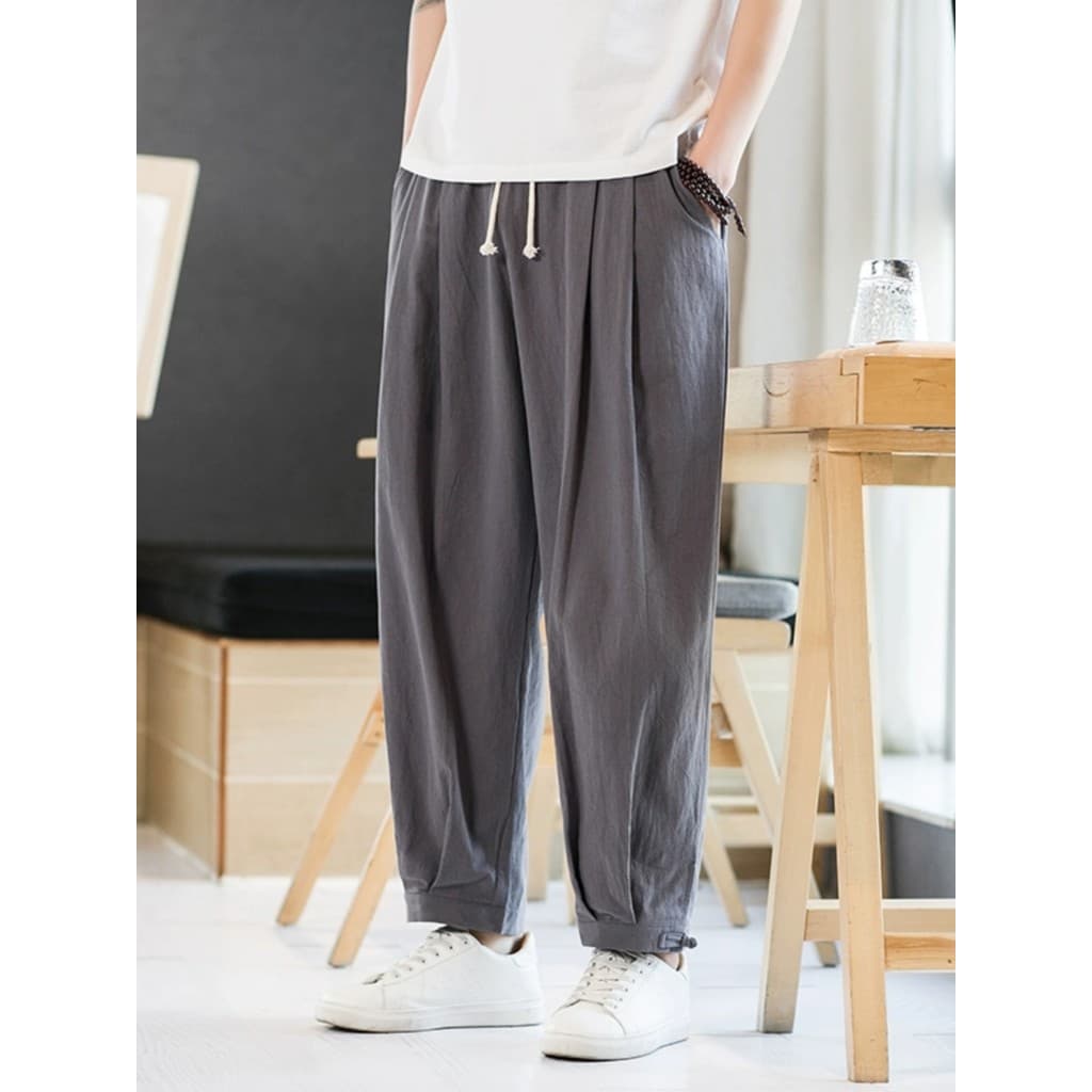 Estilo chinês calças de linho meninos Harem calças verão solto calças casuais 2026 novo estilo algodão linho calças masc