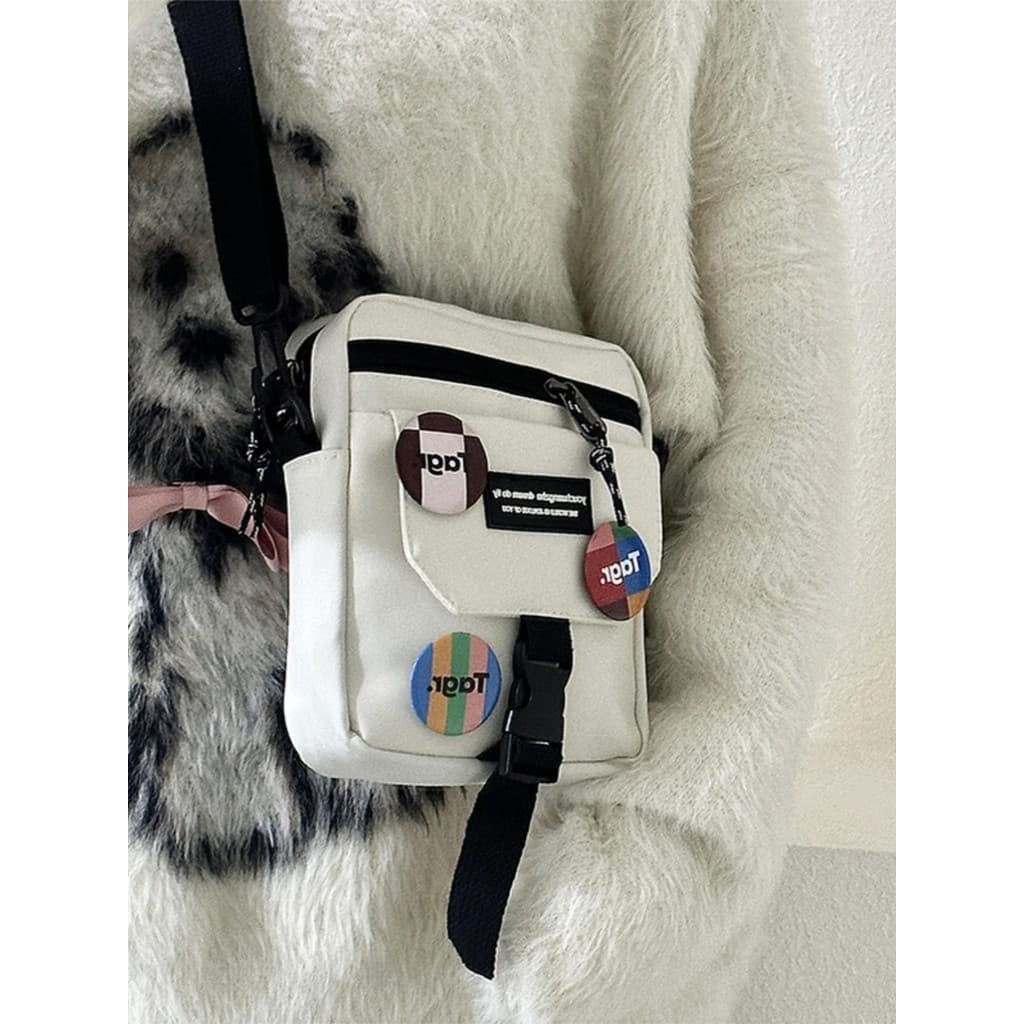 Estilo japonês ins estilo bolsa de ombro feminina Casual estilo Hong Kong ferramentas Harajuku lona náilon pequeno quadr