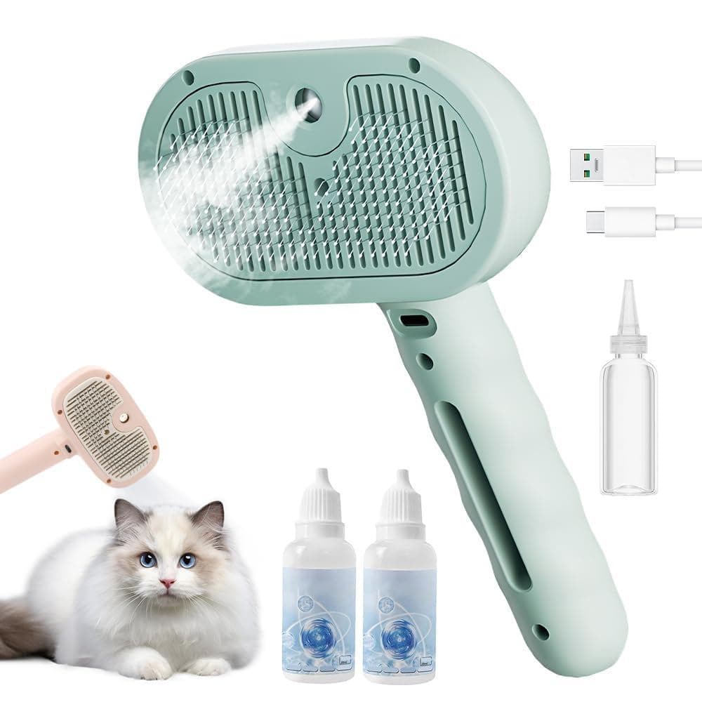 Escova de Cuidado para Animais de Estimação 3 em 1 com Spray de Névoa Fina, Ferramenta de Remoção de Pelos para Cães e G