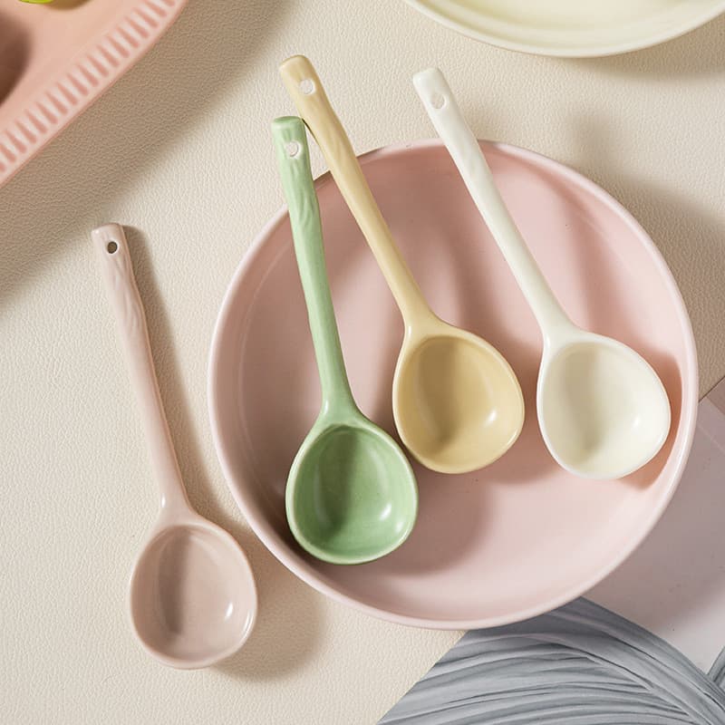 Colher de Cerâmica Estilo Japonês, Colher de Sopa Pequena e Bonita, Colher de Jantar para Uso Doméstico, de Arroz