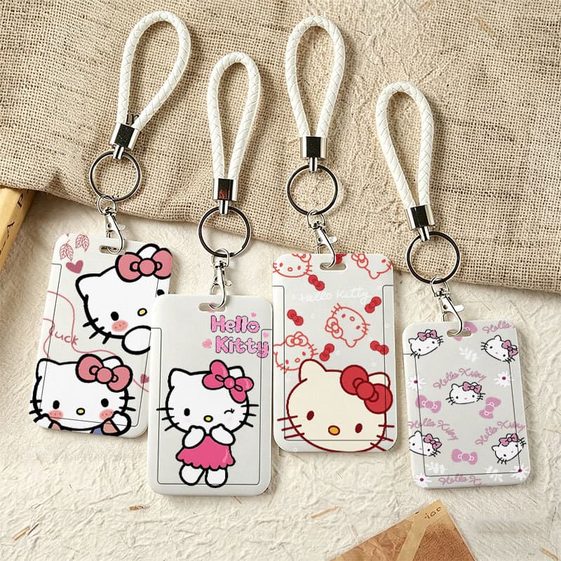 Porta-Cartões Fofo Da Hello Kitty , Protetor De Crachá De Identificação De Estudante Kawaii Para Cartão De Refeição Do C