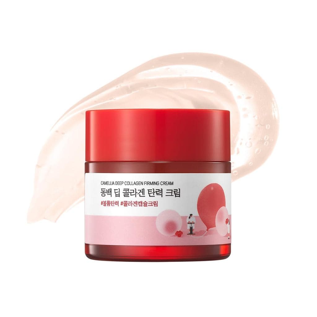 ROUND LAB Camellia Deep Collagen Firming Cream 1.69 Fl Oz, Hidratante Facial que Aumenta a Elasticidade com Multi-Coláge