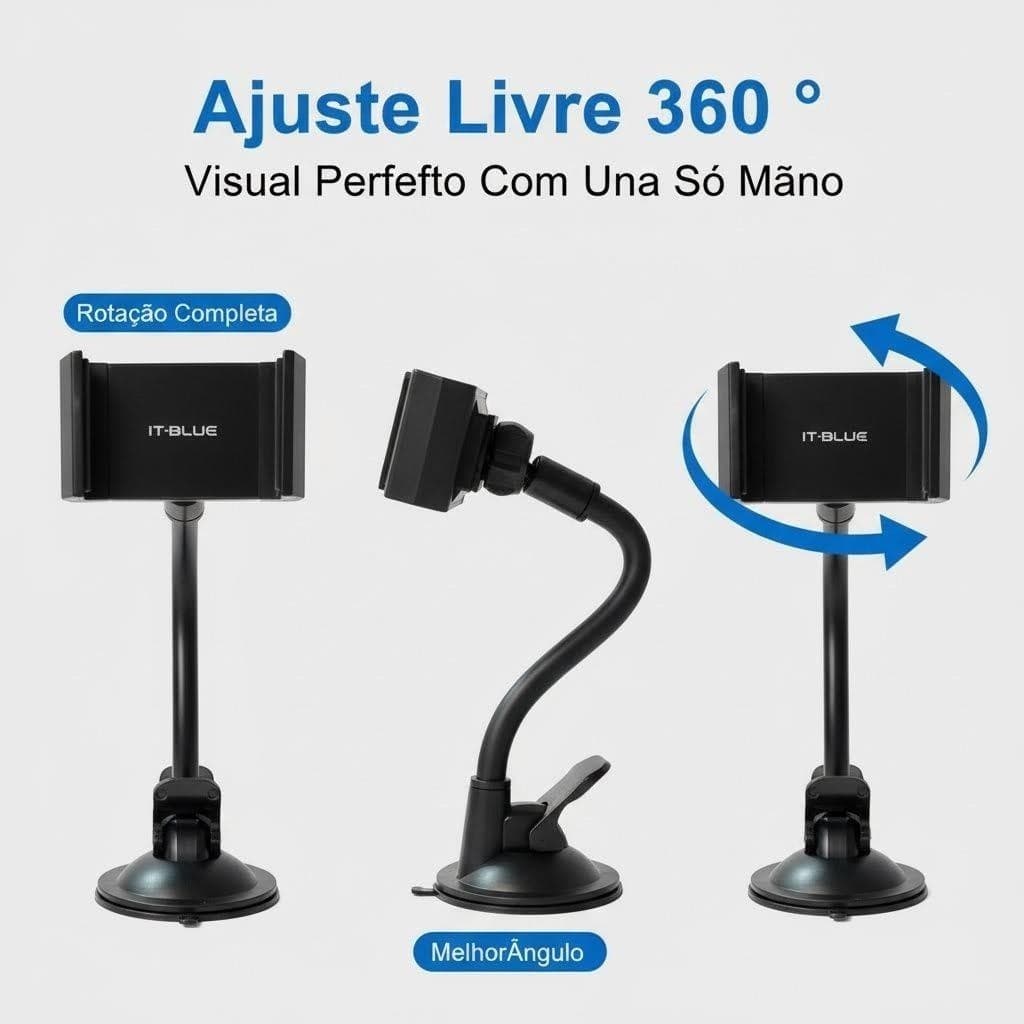Suporte Celular Veicular It-Blue com Ventosa Vidro 360° Ajustável