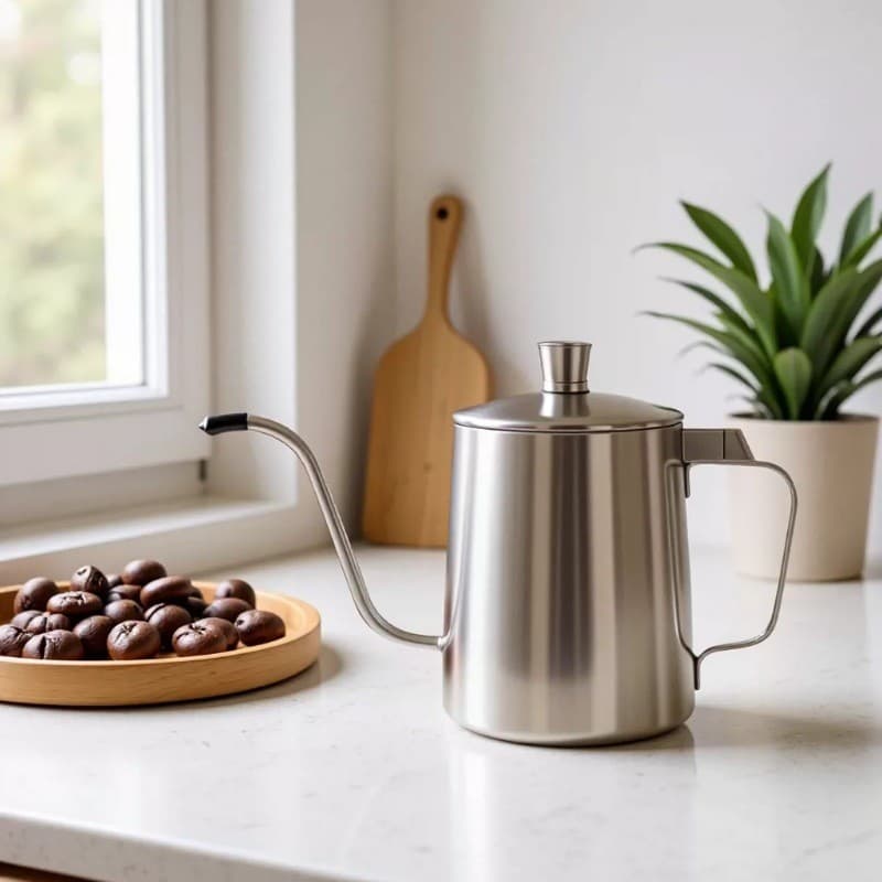 Fonte de fábrica panela de Teflon com tampa boca longa boca fina café Latte pote Anti-escaldante