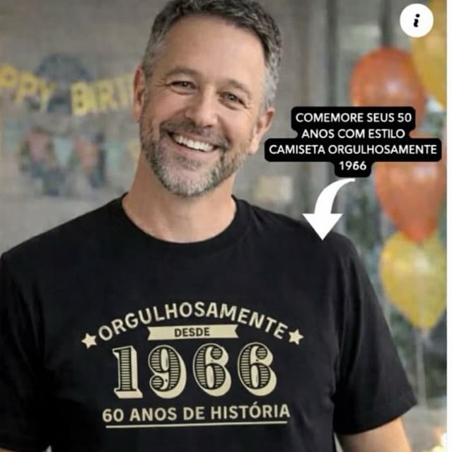 [Camiseta Premium em Algodão Puro]VU Camiseta camisa algodão unissex ano de 1966 60 anos aniversário
