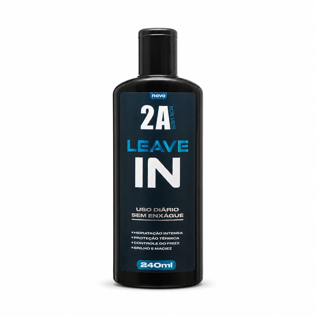 Leave-In 240ml 2A For Men Creme Sem Enxágue Masculino Hidratação e Proteção Térmica Fórmula Vegana