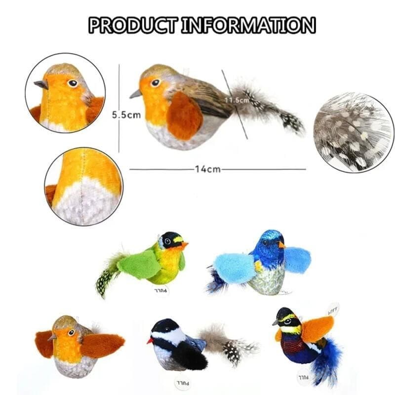 Brinquedos Interativos para Gatos, Brinquedos de Pelúcia com Som de Pássaro Simulado, Brinquedos para Provocar Gatos e A