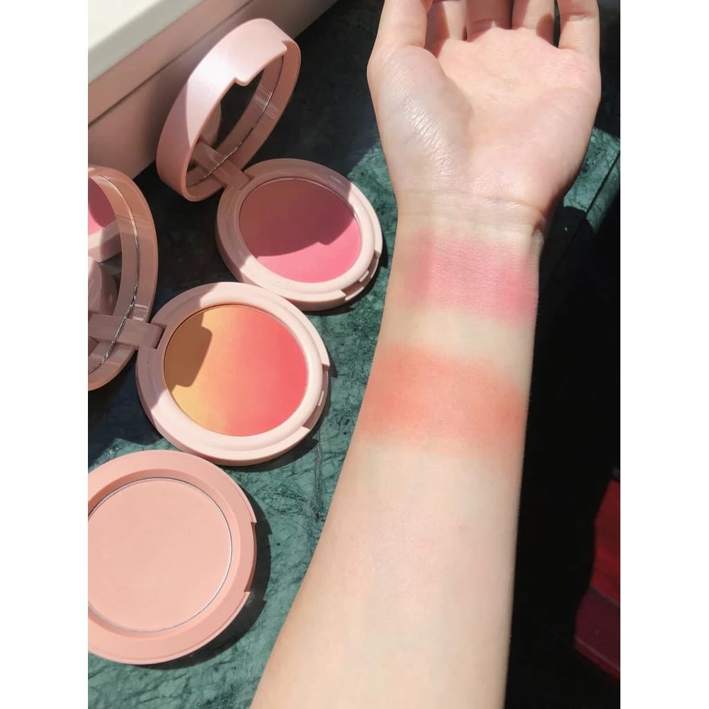 Juduol juduol Blush Gradiente Tricolor Blush Genuíno Nude Maquiagem Natural Destaque Placa Tudo-em-um Única Duas Cores
