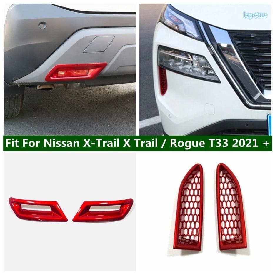 ABS Vermelho Luz De Nevoeiro Traseira Grade Dianteira Fender Ar AC Ventilação Capa Guarnição Para Nissan X-Trail X/Rogue