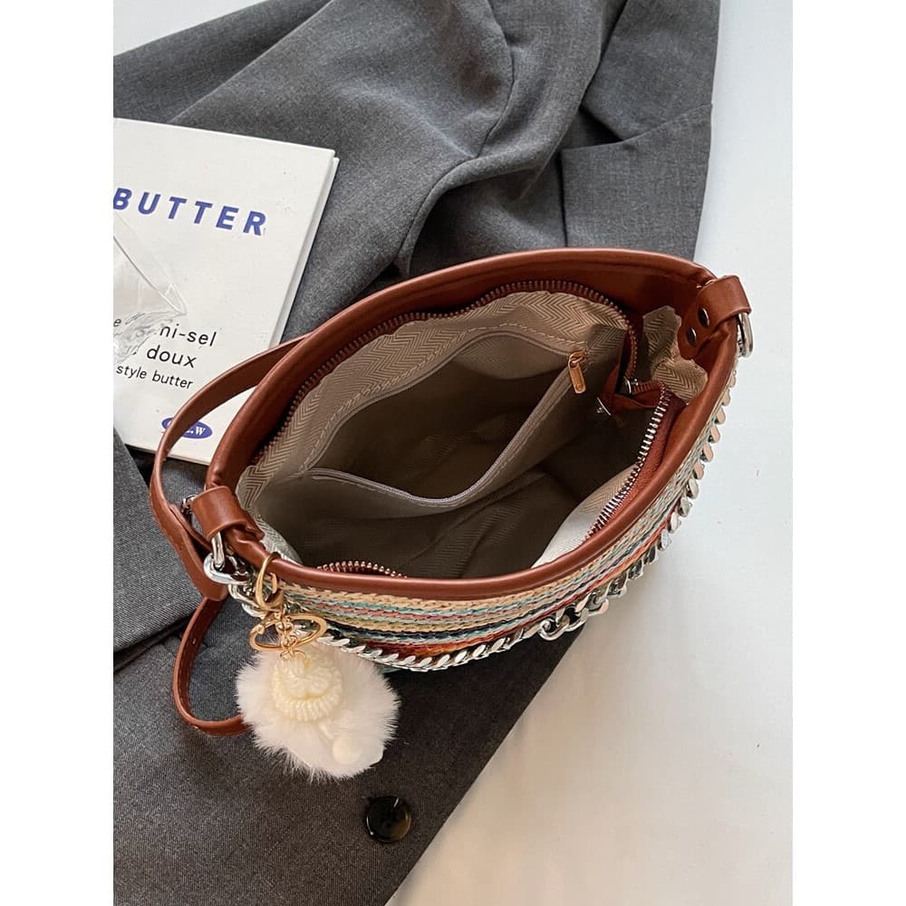 Verão Super quente nicho colorido tecido mensageiro saco 2025 novo estilo moda na moda All-Match Casual doce pequeno sac