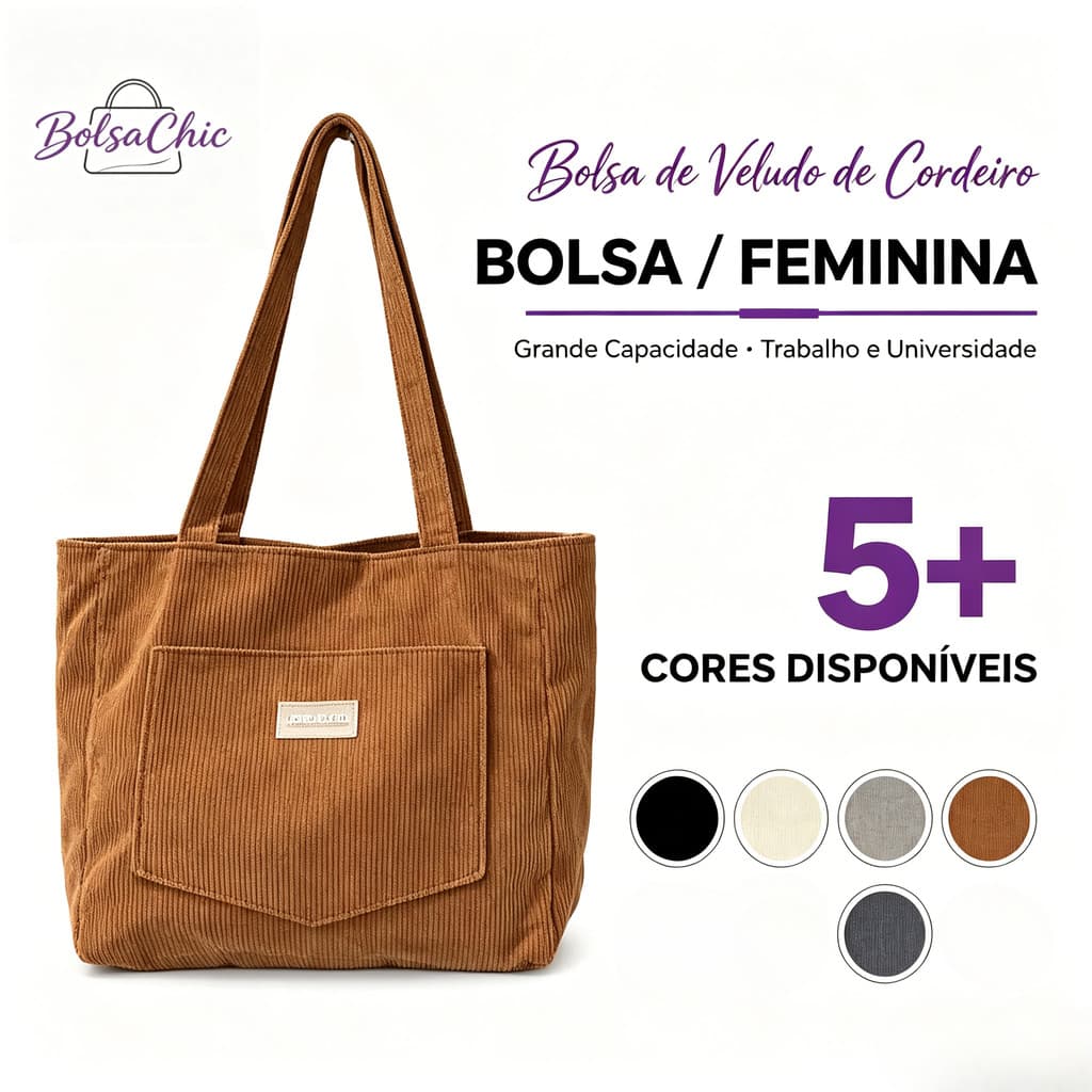Bolsa Tote de Veludo de Cordeiro, Bolsa de Ombro de Grande Capacidade para Trabalho e Universidade