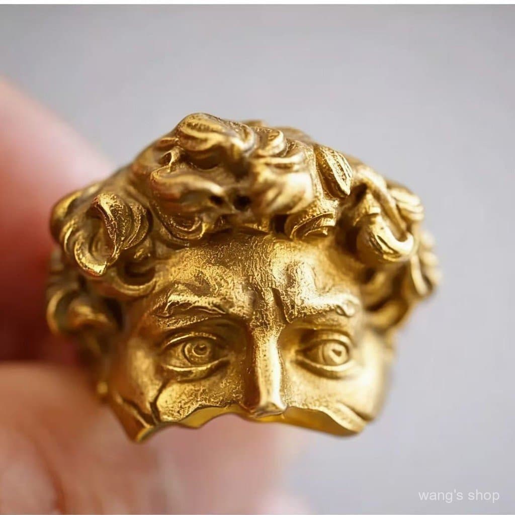 Anel Masculino Único, Estilo Vintage Novo, Artístico, Modelo David, com Acabamento Envelhecido, Tendência de Nicho Artís