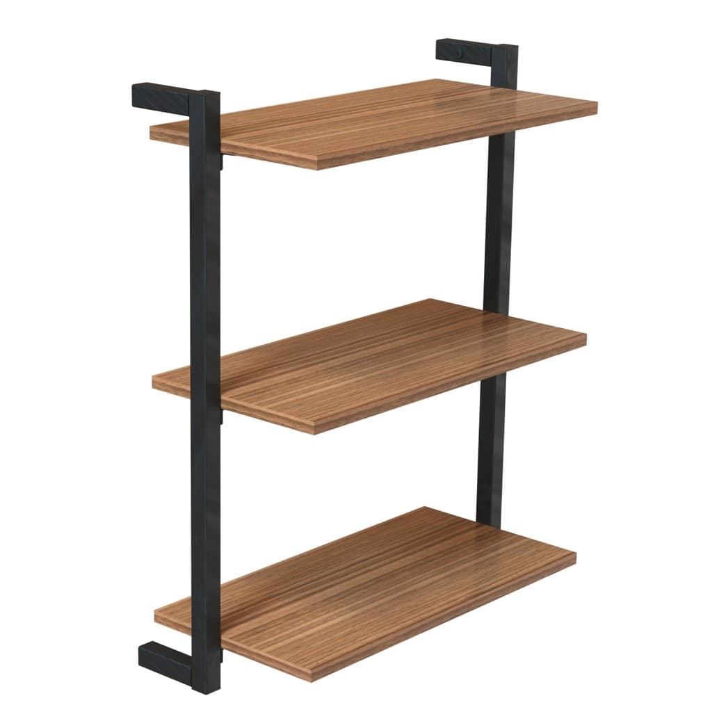 Prateleira Suspensa MDP Madeira e Preto D7 Home D-7002 80x55