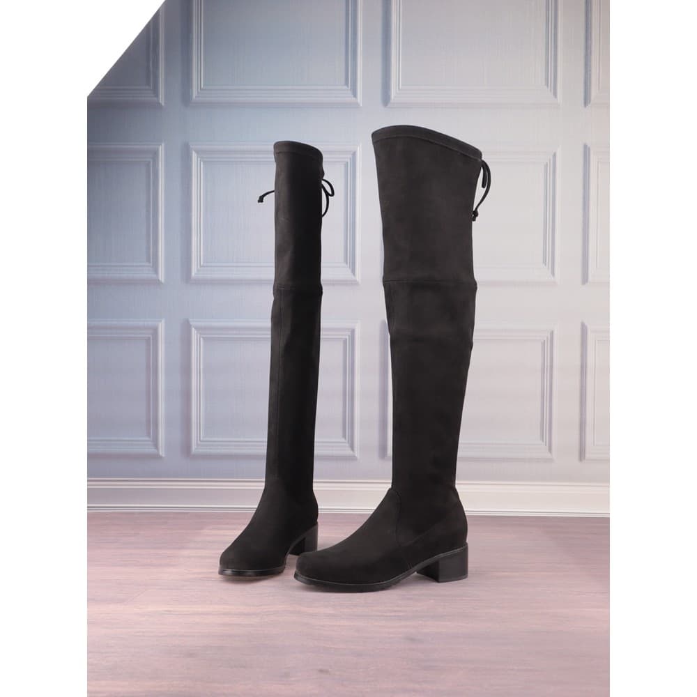 Tamanho 34 preto sapatos femininos de salto médio botas femininas acima do joelho botas altas meias botas finas botas el