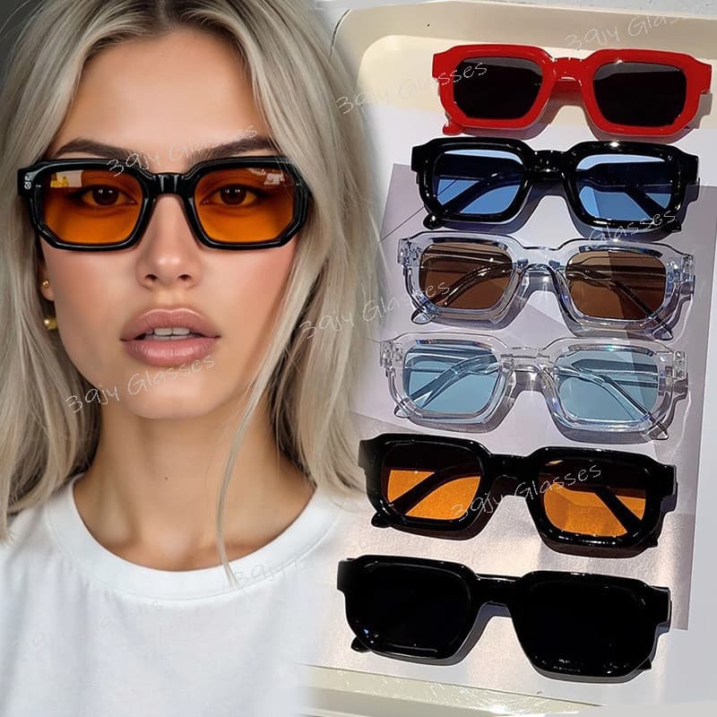 Óculos De Sol De Armação Quadrada Pequena Feminino Masculino Clássico Moda Simples Sombra Ao Ar Livre