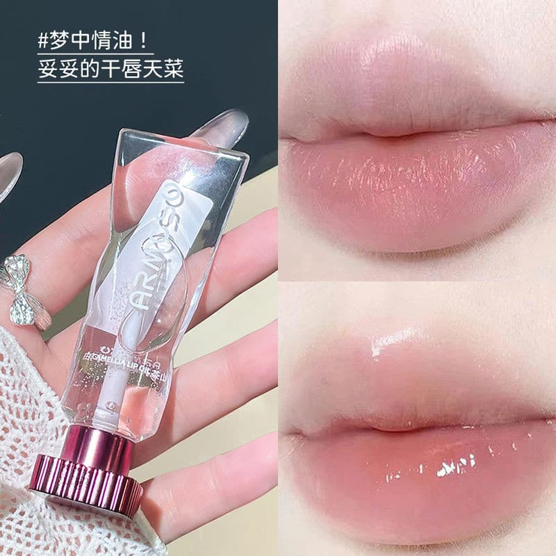 Camélia essência labial óleo transparente brilho labial incolor hidratante desbotamento linhas labiais óleo labial brilh