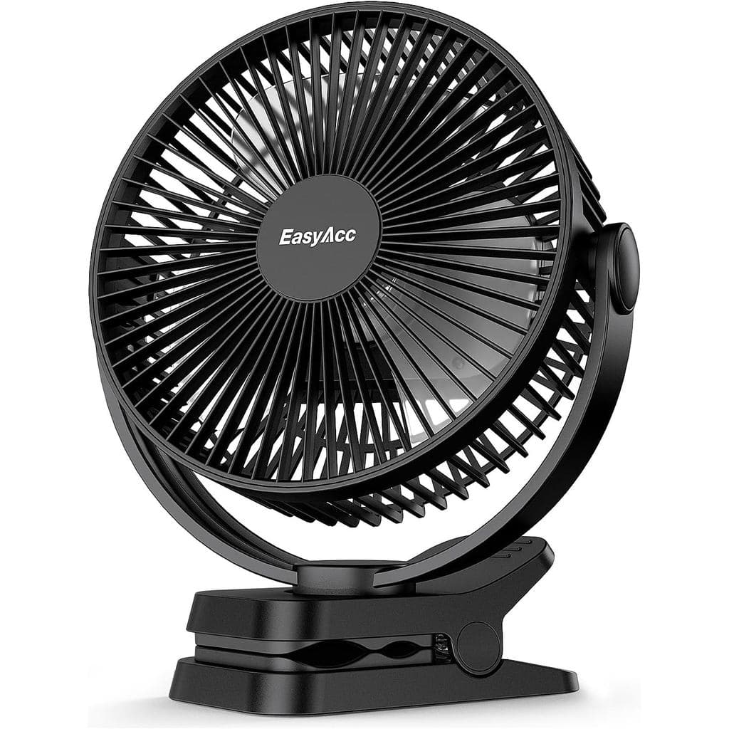 Ventilador Portátil com Clipe EasyAcc 10000mAh - 8 polegadas, 37 horas de autonomia, silencioso, bateria recarregável, v