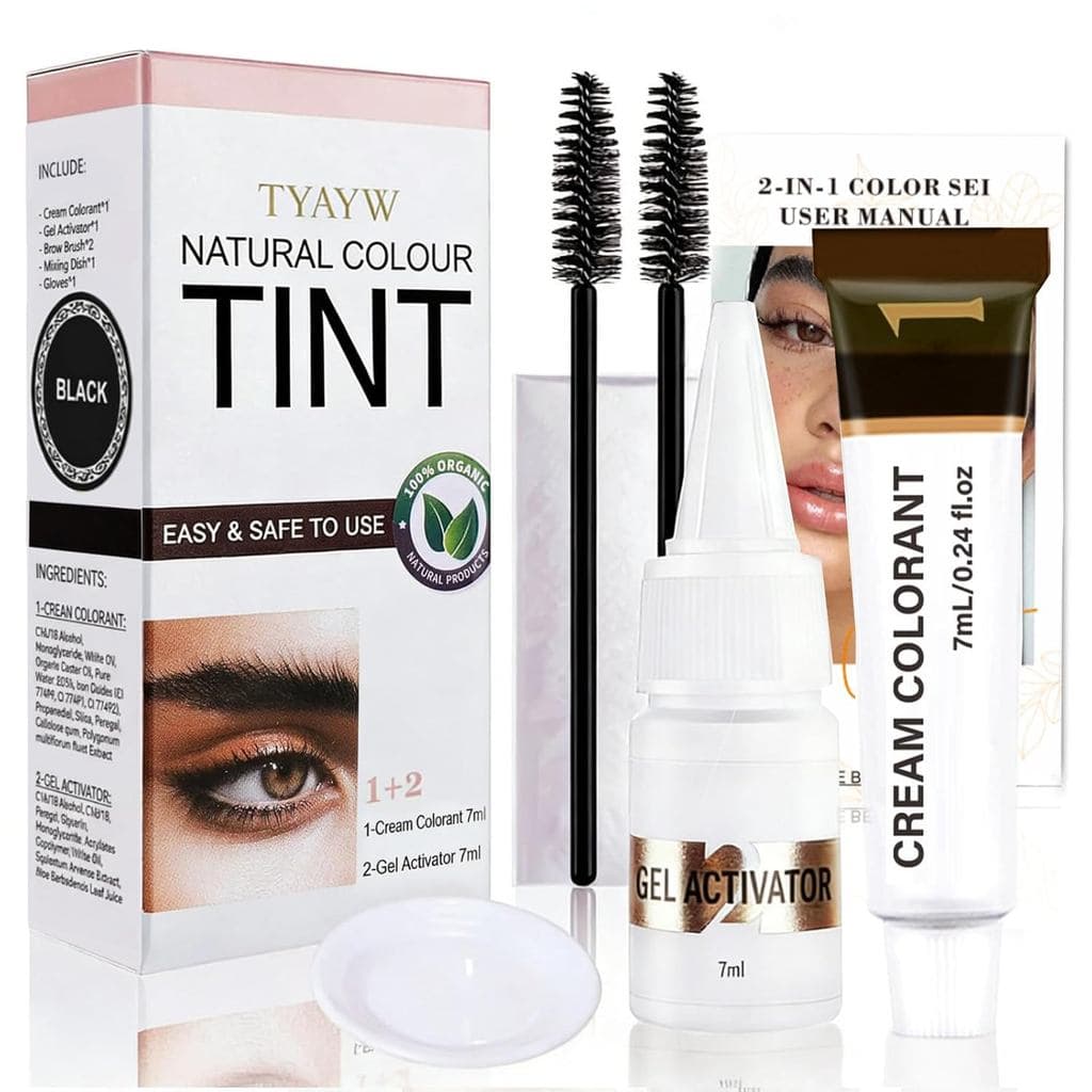 Kit de Coloração de Cílios, Conjunto de Coloração Instantânea para Sobrancelhas e Cílios com Ingredientes Naturais, Colo