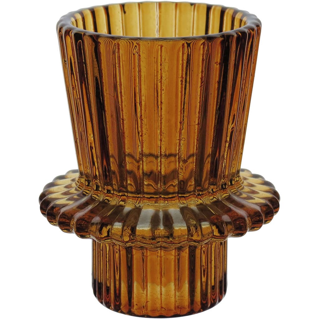 Castiçal Decorativo Porta Vela Home&Co Vidro 7x6x6cm Âmbar