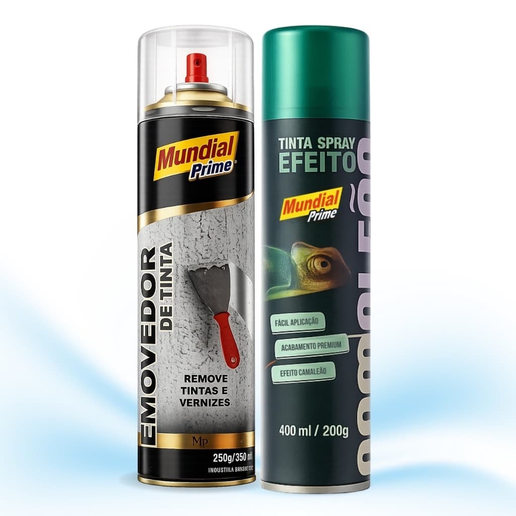 Kit Mundial Prime 2 em 1 - Tinta Spray Verde Camaleão Degradê + Removedor de Tinta Profissional