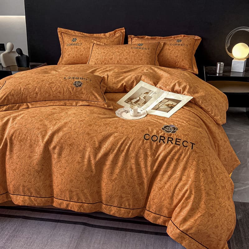 High-End luz luxo escovado conjunto de quatro peças cama primavera verão completo lavado algodão dormitório três peças c