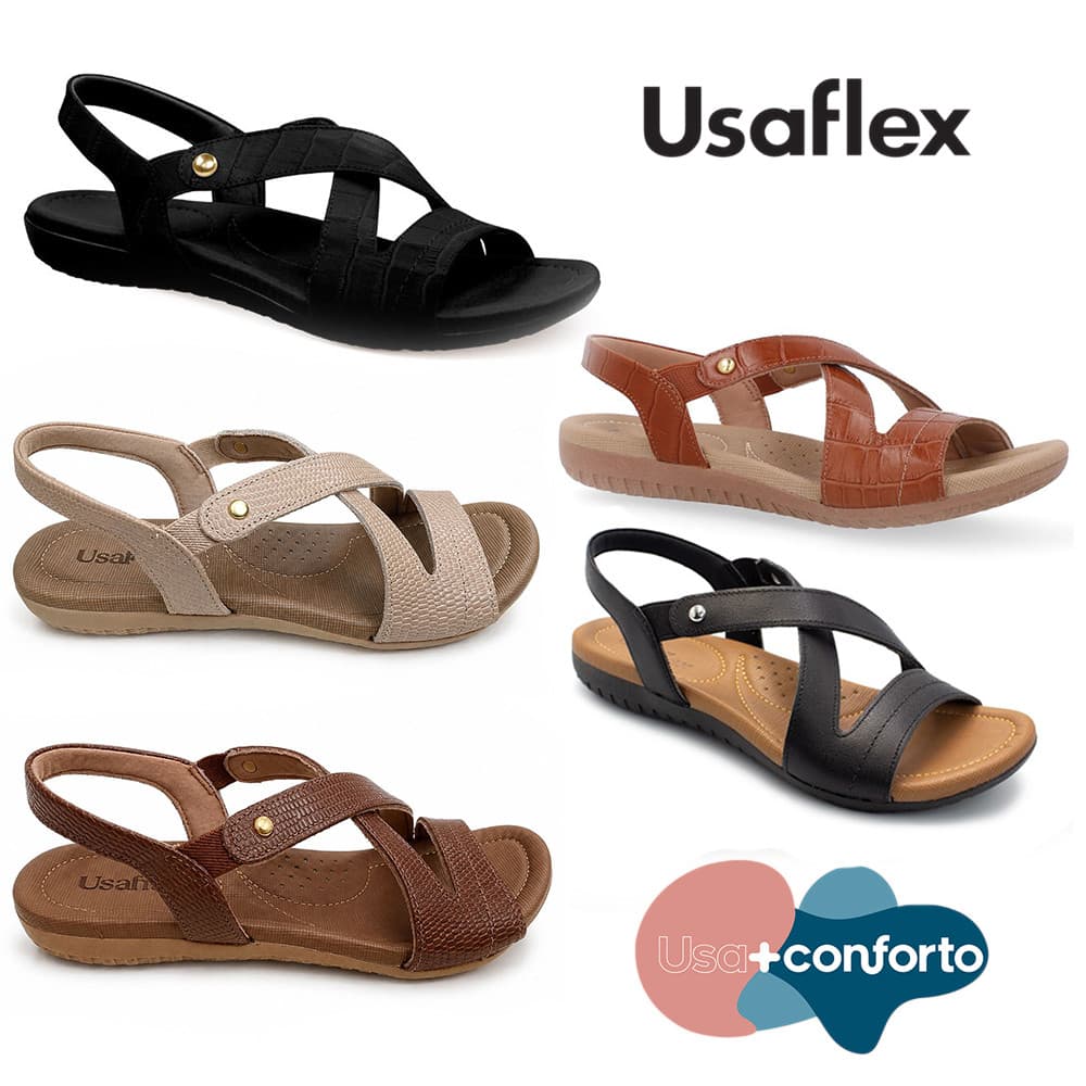 Sandália Feminina Conforto Usaflex R1804 Anatômica Elegante