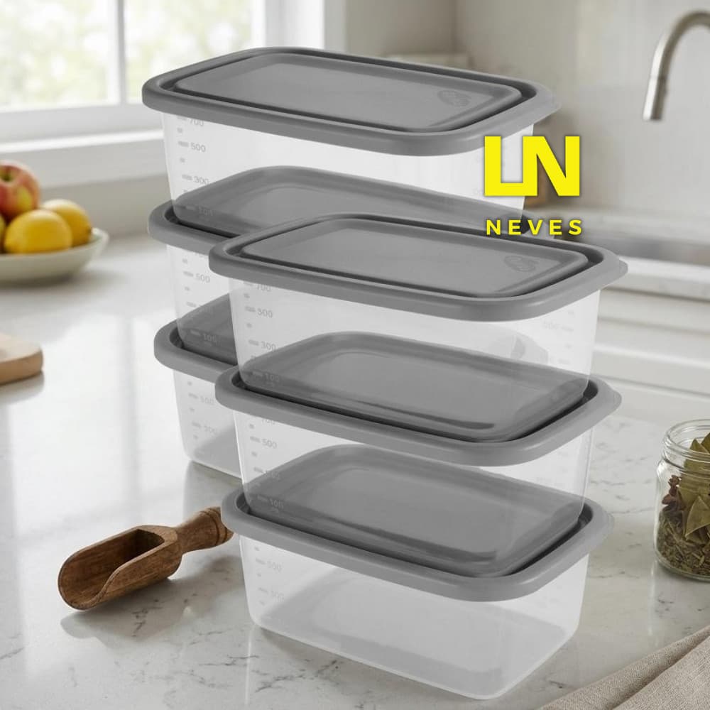 CONJUNTO 6 ORGANIZADORES RETANGULARES 850ML Cores Sortidas Giplás